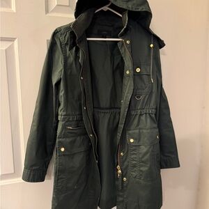 Vintage J. Crew Dark Green Hooded Utility Barn Jacket Coat